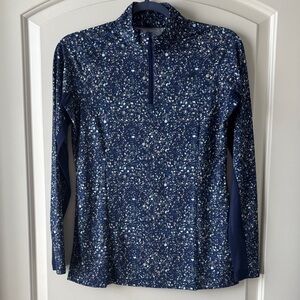 SmartPak Piper SmartCore 1/4 Zip Shirt- S- Sapphire Jewel Print w/ Mesh Sleeves